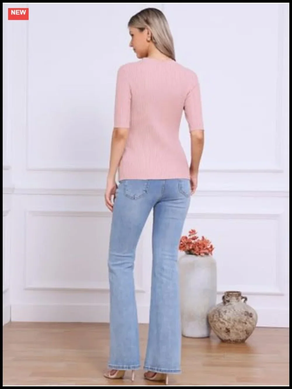 Women's Cable Knit Short Sleeve Crewneck Pullover Sweater Slim Fit